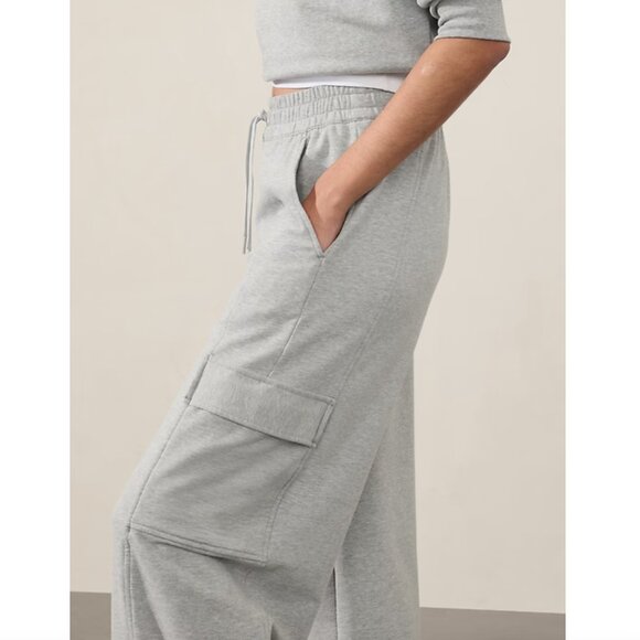 ATHLETA Retroterry High Rise Wide Leg Cargo Pant Gray Grey Size XL NWT - Picture 2 of 7